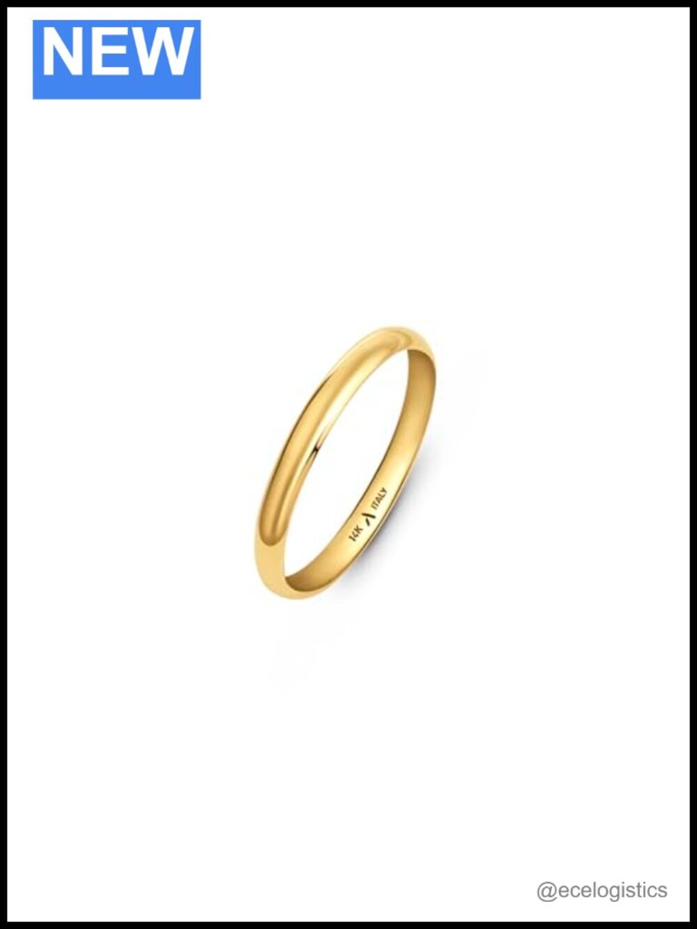 14K Gold Wedding Band Ring Polished Unisex 2mm
